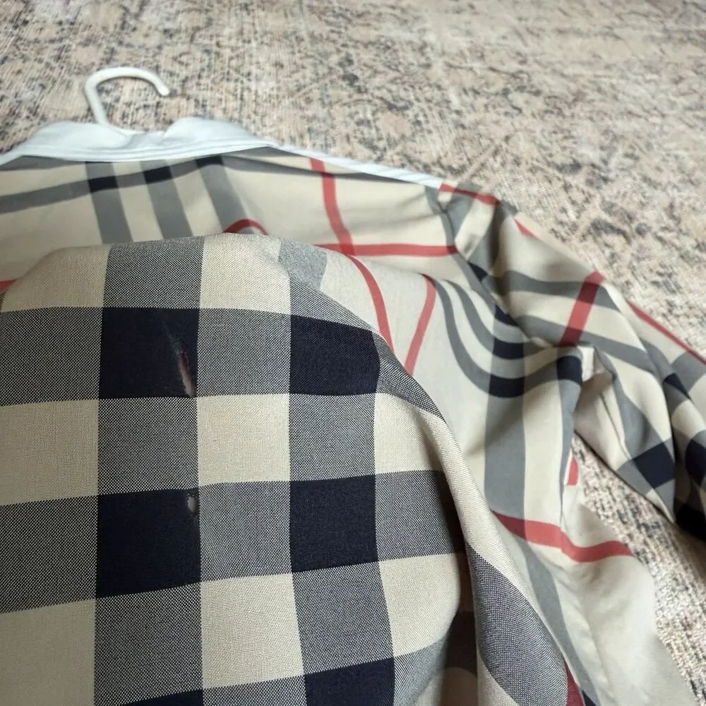 Burberry Brit Shirt Check Trim Women's Sz L Long Sleeve Cotton Career Designer - Picture 15 of 16